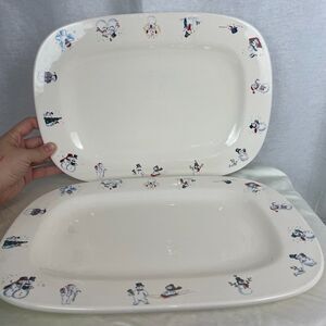 Set of Two 1999 Bath & Body Works Holiday Edition Ceramic Platters 14.5” x 10”